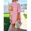 imageMakeMeChic Womens Boho 2 Piece Outfits Tropical Open Front Kimono Blouse and Shorts SetMulti Pink