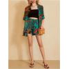 imageMakeMeChic Womens Boho 2 Piece Outfits Tropical Open Front Kimono Blouse and Shorts SetMulticolor