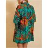 imageMakeMeChic Womens Boho 2 Piece Outfits Tropical Open Front Kimono Blouse and Shorts SetMulticolor