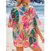 imageMakeMeChic Womens Boho 2 Piece Outfits Tropical Open Front Kimono Blouse and Shorts SetMulticolor G