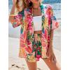 imageMakeMeChic Womens Boho 2 Piece Outfits Tropical Open Front Kimono Blouse and Shorts SetMulticolor G