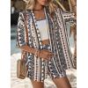 imageMakeMeChic Womens Boho 2 Piece Outfits Tropical Open Front Kimono Blouse and Shorts SetMulticolor a