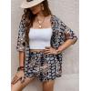 imageMakeMeChic Womens Boho 2 Piece Outfits Tropical Open Front Kimono Blouse and Shorts SetPaisley Multi