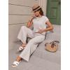 imageMakeMeChic Womens Casual 2 Piece Outfits Cap Short Sleeve Tee Shirt Top and Pocket Wide Leg Pants SetBeige