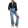 imageMakeMeChic Womens Faux Leather Crop Jacket Button Down Pocket Cropped Motorcycle JacketBlack