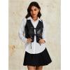 imageMakeMeChic Womens PU Leather Tie Front Vest Sleeveless V Neck Jacket OuterwearBlack