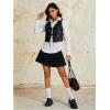 imageMakeMeChic Womens PU Leather Tie Front Vest Sleeveless V Neck Jacket OuterwearBlack