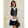 imageMakeMeChic Womens PU Leather Tie Front Vest Sleeveless V Neck Jacket OuterwearBlack