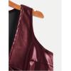 imageMakeMeChic Womens PU Leather Tie Front Vest Sleeveless V Neck Jacket OuterwearBurgundy