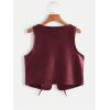 imageMakeMeChic Womens PU Leather Tie Front Vest Sleeveless V Neck Jacket OuterwearBurgundy