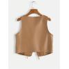 imageMakeMeChic Womens PU Leather Tie Front Vest Sleeveless V Neck Jacket OuterwearKhaki