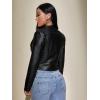 imageMakeMeChic Womens Petite Casual Faux Leather Cropped Jacket Zip Up Long Sleeve Moto Biker CoatBlack