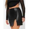 imageWomens Faux PU Leather Split Mini Skirt Bodycon Pencil Short SkirtsBlack