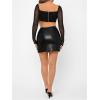 imageWomens Faux PU Leather Split Mini Skirt Bodycon Pencil Short SkirtsBlack
