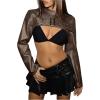 imageMakeMeChic Womens PU Leather Mock Neck Long Sleeve Button Front Cropped Shrugs Club Jacket CoatBrown