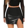 imageWomens Faux PU Leather Split Mini Skirt Bodycon Pencil Short SkirtsBlack
