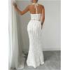 imageMakeMeChic Womens 2 Piece Skirt Set Outfits Textured V Neck Twist Halter Top and Maxi Skirt SetApricot