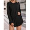 imageMakeMeChic Womens Casual 2 Piece Outfits Round Neck Long Sleeve Sweatshirt and Track Shorts SetBlack