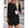 imageMakeMeChic Womens Casual 2 Piece Outfits Round Neck Long Sleeve Sweatshirt and Track Shorts SetBlack