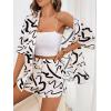 imageMakeMeChic Womens Casual 2 Piece Outfits Short Sleeve Button Down Blouse and Short SetWhite and Black