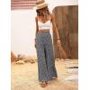 imageMakeMeChic Womens Floral High Waisted Ruffle Wide Leg Pants Boho Summer Beach Palazzo PantsBlack