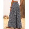 imageMakeMeChic Womens Floral High Waisted Ruffle Wide Leg Pants Boho Summer Beach Palazzo PantsBlack