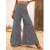 imageMakeMeChic Womens Floral High Waisted Ruffle Wide Leg Pants Boho Summer Beach Palazzo PantsBlack