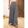 imageMakeMeChic Womens Floral High Waisted Ruffle Wide Leg Pants Boho Summer Beach Palazzo PantsBlack