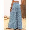 imageMakeMeChic Womens Floral High Waisted Ruffle Wide Leg Pants Boho Summer Beach Palazzo PantsBlue