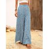 imageMakeMeChic Womens Floral High Waisted Ruffle Wide Leg Pants Boho Summer Beach Palazzo PantsBlue