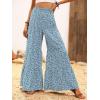 imageMakeMeChic Womens Floral High Waisted Ruffle Wide Leg Pants Boho Summer Beach Palazzo PantsBlue