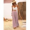 imageMakeMeChic Womens Floral High Waisted Ruffle Wide Leg Pants Boho Summer Beach Palazzo PantsMulticolor