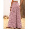 imageMakeMeChic Womens Floral High Waisted Ruffle Wide Leg Pants Boho Summer Beach Palazzo PantsMulticolor