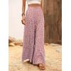 imageMakeMeChic Womens Floral High Waisted Ruffle Wide Leg Pants Boho Summer Beach Palazzo PantsMulticolor