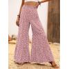 imageMakeMeChic Womens Floral High Waisted Ruffle Wide Leg Pants Boho Summer Beach Palazzo PantsMulticolor