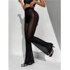 imageMakeMeChic Womens Glitter Mesh Sheer Elastic Waist Flare Leg Pants Party Bell BottomsBlack a