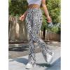 imageMakeMeChic Womens Leopard Pants Cheetah Print Pants Leggings Y2k High Waisted Bell BottomBlack