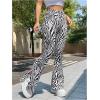 imageMakeMeChic Womens Leopard Pants Cheetah Print Pants Leggings Y2k High Waisted Bell BottomBlack