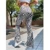 imageMakeMeChic Womens Leopard Pants Cheetah Print Pants Leggings Y2k High Waisted Bell BottomBlack