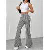 imageMakeMeChic Womens Leopard Pants Cheetah Print Pants Leggings Y2k High Waisted Bell BottomBlack and White