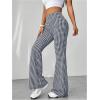 imageMakeMeChic Womens Leopard Pants Cheetah Print Pants Leggings Y2k High Waisted Bell BottomBlue