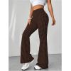 imageMakeMeChic Womens Leopard Pants Cheetah Print Pants Leggings Y2k High Waisted Bell BottomBrown