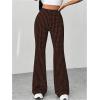 imageMakeMeChic Womens Leopard Pants Cheetah Print Pants Leggings Y2k High Waisted Bell BottomBrown