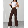 imageMakeMeChic Womens Leopard Pants Cheetah Print Pants Leggings Y2k High Waisted Bell BottomBrown
