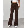 imageMakeMeChic Womens Leopard Pants Cheetah Print Pants Leggings Y2k High Waisted Bell BottomBrown
