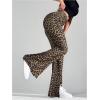 imageMakeMeChic Womens Leopard Pants Cheetah Print Pants Leggings Y2k High Waisted Bell BottomBrown B