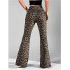 imageMakeMeChic Womens Leopard Pants Cheetah Print Pants Leggings Y2k High Waisted Bell BottomBrown B