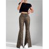 imageMakeMeChic Womens Leopard Pants Cheetah Print Pants Leggings Y2k High Waisted Bell BottomBrown B