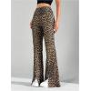imageMakeMeChic Womens Leopard Pants Cheetah Print Pants Leggings Y2k High Waisted Bell BottomBrown B
