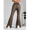imageMakeMeChic Womens Leopard Pants Cheetah Print Pants Leggings Y2k High Waisted Bell BottomBrown B